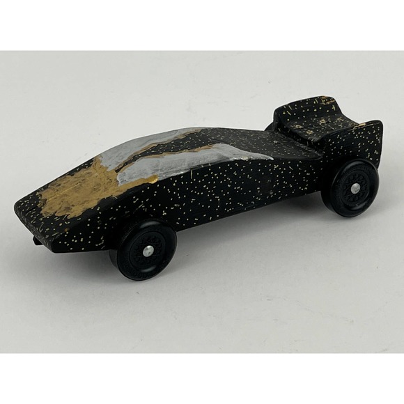Pinewood Derby Wooden Race Car Black Painted Handmade BSA Cub Scouts VTG - Picture 6 of 13